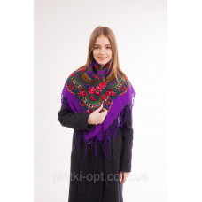 Платок шерстяной с бахромой (фиолет)