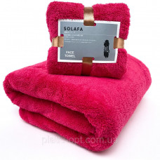 Комплект полотенец однотонный Solafa (микрофибра) розовый