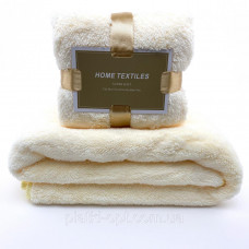 Комплект полотенец однотонный Home Textiles (микрофибра) молочный