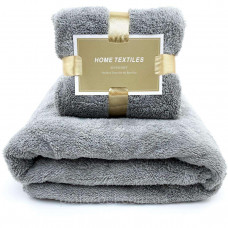 Комплект полотенец однотонный Home Textiles (микрофибра) сизый