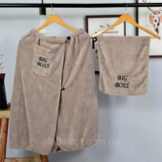 Комплект полотенец Банный мужской (микрофибра) бежевый