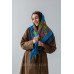 Платок шерстяной с бахромой (Турция) голубой